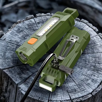 Mini Torcia Tascabile EDC Multifunzione LED con Luce UV e Laser, Ricaricabile, con Clip per Cappello, Ideale per Campeggio