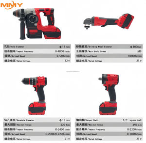 Juego de Herramientas Eléctricas Inalámbricas 4 en 1 de 20V con Llave de Impacto, Taladro, Martillo y Amoladora para Construcción para Personalización OEM - Product Image 3