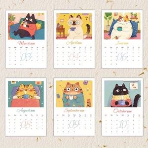 Calendario de pared en espiral de gato de dibujos animados lindo 2026: programación mensual para el hogar, la oficina | Color personalizado y papel disponible - Product Image 3