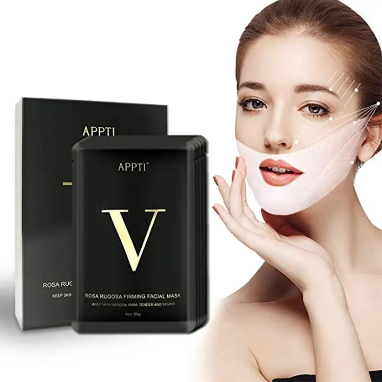 Private Label Anti Aging Collagen Hydrogel Double Chin ReducerFacial Mask Sheet V Line Face Lifting Slimming Mask