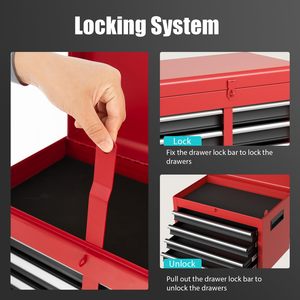 Armoire à 5 tiroirs avec organisateur amovible, chariot à outils roulant <span class=keywords><strong>de</strong></span> 76 cm, verrouillable, robuste, pour <span class=keywords><strong>garage</strong></span> et atelier - Product Image 6