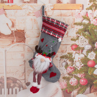 Chaussette de Noël sans visage à longues jambes, nouvelle décoration suspendue pour sapin de Noël, sac cadeau de fête pour la table de Noël