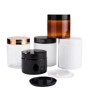 Pot en plastique à large ouverture vide avec couvercle doré brillant, autocollants personnalisés acceptés, 8 options de taille (25-1000 ml) - Product Image 1