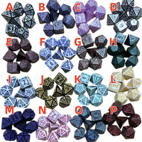 Nouvel ensemble de dés polyédriques rétro de 18 mm, 16 styles, motif antique complexe, en plastique, faits à la main, multi-faces, numérotés