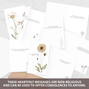 Cartes de sympathie délicates personnalisées avec enveloppes et autocollants-Ensemble parfait en vrac pour exprimer vos <span class=keywords><strong>condoléances</strong></span> - Product Image 4