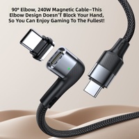 Câble de charge magnétique en nylon tressé à 90 degrés avec connecteur Type-C PD 240W pour téléphone portable et ordinateur