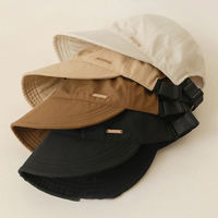 Sombreros de Pescador para Verano, Viajes, Playa, Protección Solar, Unisex, 6 Paneles, Poliéster-Algodón, Hebilla Metálica con Letras, Cierre a Presión