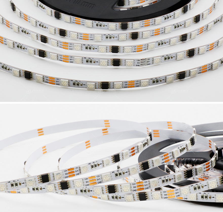 WS2811 6MM Width DC12V Pixel LED Strip 5m 60Leds/m SMD 5050 RGB Smart Dream Color Addressable Light Tape White PCB IP20 for DIY