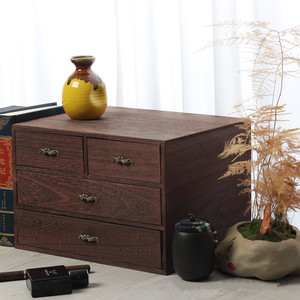 Desktop <b>Storage</b> <b>Box</b> Solid Wood With <b>Drawers</b> Multi Layer Organizer For Desk Neatening 33x23x14.5cm Rectangle Freestanding - Product Image 4