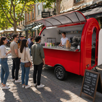 Remorque alimentaire avec cuisine complète, petite, légère et pratique, personnalisable, structure en acier inoxydable avec fenêtre de vente et équipement