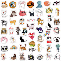 50Pcs New Pet Cat Kitty Cute Funny Graffiti Stickers for Kid Bottle Laptop Wall Car Decoration Cartoon Animal Sticker
