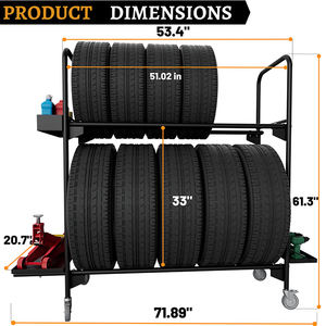 JH-Mech 업그레이드 차고 선반과 보관을 위한 자동차 타이어 랙 디자인 쇼룸용 견고한 이동식 롤링 타이어 랙 - Product Image 2