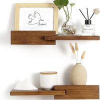 Étagères murales flottantes vintage en bois massif, rectangulaires et réversibles, support de rangement à trois niveaux, décoration murale pour salon