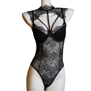 Body de encaje negro, fino, de poliéster, lencería sexy para mujer, ropa íntima, Día de San Valentín, Otoño 2024 - Product Image 5