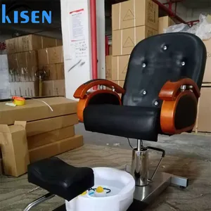 Kisen 2024 yeni siyah yetişkin basit Spa pedikür koltuğu kuaför sandalyeleri özelleştirme manikür masaj ayak ve tırnak Salon dükkanı için