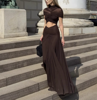 Nouvelle Robe Longue Plissée Unie Naturelle Tendance pour Femme, Sexy et Élégante, de Haute Qualité, Style Bodycon - Daraz Shopping Com