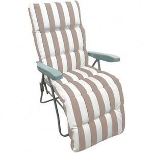 Chaise Oxford rembourrée à cadre métallique traditionnel avec coussin – Mobilier d'extérieur pour jardin, patio, cour et ferme – Multi-positions - Product Image 1