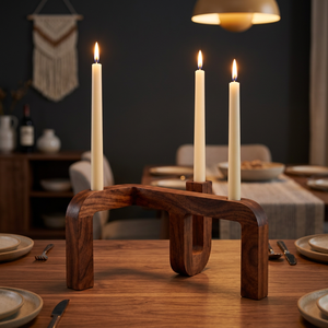 Support à bougies en bois fait main moderne pour 3 bougies, idéal pour la décoration intérieure et les occasions de mariage - Product Image 2