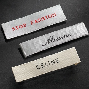 Hoge Dichtheid Custom Merknaam Logo Stof Label Kledingstuk Textiel Hals Geweven Labels Voor Kleding - Product Image 3