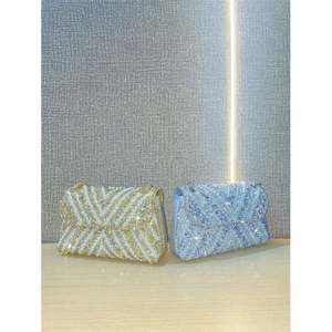 Borsa con Strass Scintillante, Borsetta Argento con Diamanti per Donne, Elegante Borsa da Sera con Strass, Borsa a Tracolla - Product Image 2