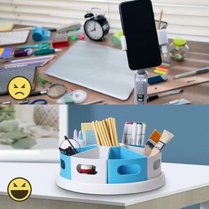 Organizador Giratorio de Escritorio 360°, Tipo Lazy Susan, para Marcadores y Lápices, con Compartimentos Extraíbles, para Oficina y Material Escolar - Product Image 5