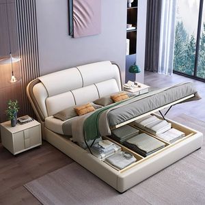 Mobilier moderne d'hôtel de luxe cadre de lit rembourré en cuir double King Queen Size cadre de lit King Size mobilier de chambre à coucher - Product Image 1