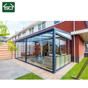 铝露台独立式金属柱透明百叶窗屋顶可伸缩铝凉亭