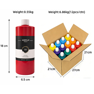 Pintura acrílica no tóxica, conjunto de pintura acrílica embotellada, acrilfarbe, 500ml, 24 colores de alta calidad - Product Image 2