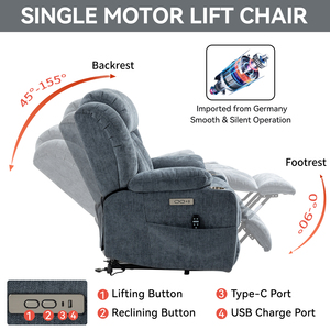 Sillón reclinable de tela de estilo moderno con elevador eléctrico Mecedora giratoria multifuncional para sala de estar Ocio - Product Image 4