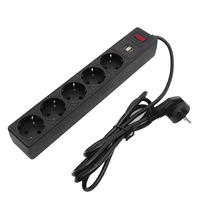 Multiprise de type européen 5 voies 16A avec 2 ports USB pour usage domestique