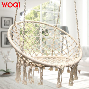 Silla Colgante Redonda para Exteriores Woqi, Hamaca de Cuerda Estilo Bohemio, Blanca, Carga Máxima 120 kg, Columpio para Patio, Muebles de Jardín - Product Image 3