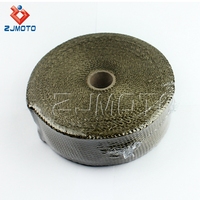 Titane D'échappement Enveloppement Thermique 32ft 50mm large 1.5mm Épaisseur De Tuyau Rouleau Moto D'échappement Wrap Avec Inoxydable Liens kit Nouveau