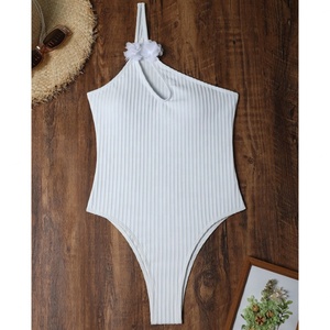 Nouvel Arrivage Maillot de Bain Une Épaule en Dentelle Une Pièce pour Femme, Maillot de Bain Noir pour Femme en Gros - Product Image 2