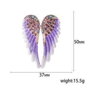 Broches Clásicos con Alas de Ángel y Diamantes de Imitación, Joyería Brillante, Broches de Diseño con Plumas para Regalo - Product Image 6
