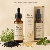 Huile de Nigelle Pressée à Froid avec Vitamines D3, K2 et E – Formule Personnalisée OEM/ODM en Gouttes Liquides – Usine GMP