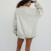Sweat-shirt surdimensionné à col montant pour femme, style universitaire, avec appliqué en tissu lettres arquées, épaules tombantes, pull col montant