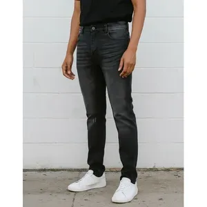 Jeans Skinny da Uomo Adrenaline Neri Elasticizzati a Vita Media con 5 Tasche in Denim Traspirante - Product Image 3