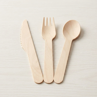 Ensemble de couverts en bois biodégradables jetables – Fourchette, cuillère, couteau naturels pour fêtes, camping, réceptions, traiteur – Prix direct usine, pas cher