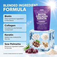 Gummies OEM Biotine Collagène Kératine pour la Croissance des Cheveux pour Femmes Véganes – 90 Unités