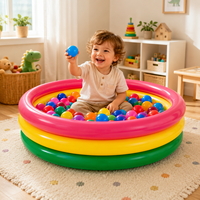 Großhandel Runder 3-Ring PVC Aufblasbarer Spielpool Regenbogen-Gestreifter Aufblasbarer Schwimmpool für Kinder-Wasserspiele