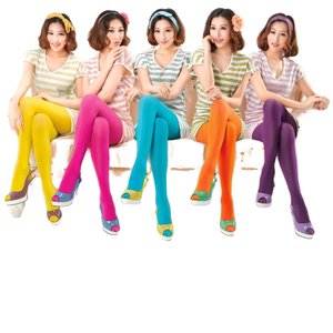 Vente en gros de collants opaques de couleur bonbon 120D pour femmes bas en nylon à haute élasticité leggings souples collants pour filles - Product Image 1