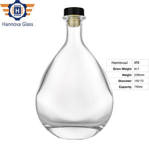 Botella plana moderna con forma de lágrima de 750ml para Premium Gin <span class=keywords><strong>Vodka</strong></span> Tequila logotipo personalizado botella de vidrio de licor vacío con corcho - Product Image 2