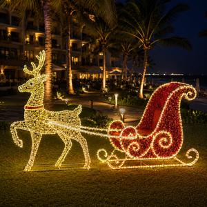 Décoration de Noël Premium : Traîneau de rennes lumineux étanche avec certification CE RoHS pour décorations extérieures - Product Image 4