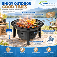 Brasero d'extérieur portable, barbecue au charbon de bois, cuve en acier à niveaux, trous de ventilation, pieds trépieds, grille de cuisson, brasero allemand