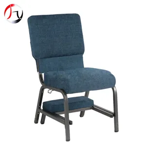 Navy Blue High Quality Interlocking Padded Church Chair With Keneeler