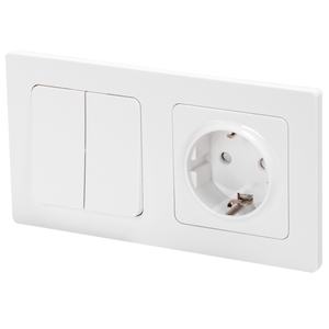 Enchufe Schuko - Enchufe con 2 interruptores de 2 tomas, diseño compacto, permite controlar múltiples dispositivos de forma eficiente. - Product Image 1