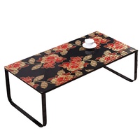 Tapis de table basse RNPT en PVC imprimé 3D, rose, feuille argentée, noir, rectangulaire, couverture décorative pour hôtel, salon