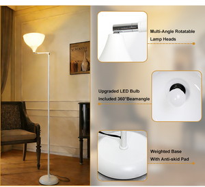 360 Versatile Modern Metal LED Floor Lamp Remote Adjust Brightness Durable Lampshade Replaceable <b>Bulb</b> Reliable Base Office - Product Image 5