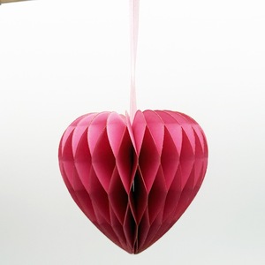 Lot de cœurs en papier nid d'abeille rose, pliables et réutilisables, pour la décoration de fête de mariage ou d'anniversaire - Product Image 5