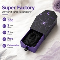 Boîte cadeau en carton noir et violet de style gothique pour Halloween, boîte à tiroir en forme de cercueil pour la décoration de fête, petits cadeaux
